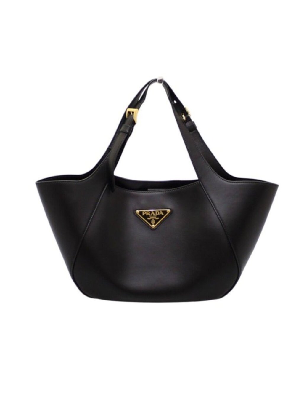 Prada Medium Leather Tote Calfskin Black Gold